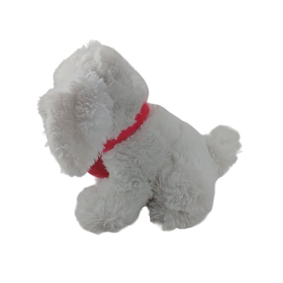 Chrisha Playful White Puppy Dog Plush W/Red I Love You Heart Collar 11" Stuffed - Picture 4 of 8